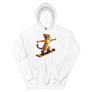 Sudadera con Capucha Blanca Unisex con Estampado de Guepardo en la Nieve, Ropa Casual de Invierno - Product Image 4
