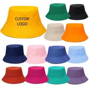 New Style Wholesale Unisex Custom Embroidery Logo Cotton Striped Outdoor Beach Sports <b>Sunscreen</b> Flat Top Fisherman Bucket Hat - Product Image 3