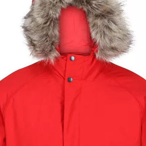 Chaqueta Acolchada con Capucha Roja para Hombre, Color Sólido, Tejido de Lana, Cierre de Cremallera, Resistente al Viento, Abrigo de Invierno, Estilo Casual, Corte Regular - Product Image 4