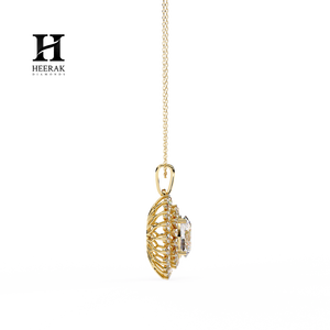 Collar con Colgante de Diamantes de Corte Ovalado de Lujo, Diseño Floral en Racimo, Oro de 18K, Joyería Fina - Product Image 3