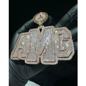 Iced Out Double Layer Letter Name <b>Pendant</b> Moissanite Rose Gold Plated Hip Hop Bling Charms Personalized <b>Initial</b> Letter <b>Pendant</b> - Product Image 6