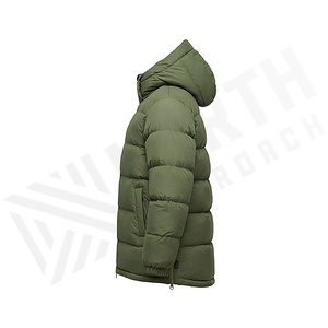 Hooded Quilted Waterproof <b>Bubble</b> Jacket Black Full Sleeve Winter Windproof Cotton Shell Knitted Fabric Polyester Filling Stand - Product Image 3