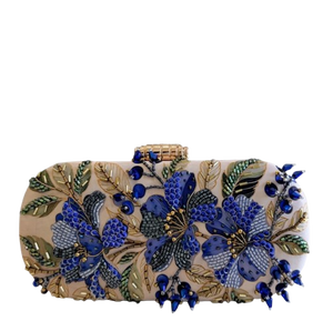 Luxury Evening Clutch Bag Half Moon Sparkling Beaded Flower Pattern Designer Women's Elegant Waterproof Purse - Product Image 1