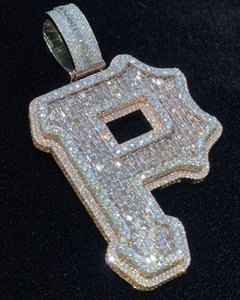 Buy Initial P <b>Letter</b> Personalized Pendant, Moissanite Baguette Font Hip Hop Custom Name <b>Necklace</b>, Iced Out Pendant, Rapper's - Product Image 2