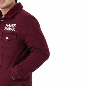 Chaqueta de mezclilla estilo urbano color borgoña para hombre, para una moda urbana moderna, estilo clásico color vino para un estilo de vida versátil, chaqueta de mezclilla hecha a medida - Product Image 6