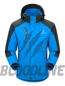 Veste Softshell Coupe-Vent à Manches Longues pour Hommes BLOODLINE Bleu Noir Vêtements de Sport d'Extérieur Hiver - Product Image 1