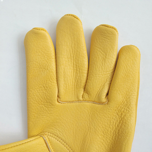 Gants de sécurité en cuir, texture lisse, résistants à l'abrasion, antidérapants, gants de travail polyvalents, poignets droits - Product Image 3