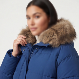 Manteau d'hiver long matelassé pour femme avec capuche en fausse fourrure, doudoune longue rembourrée pour l'extérieur, manteau d'hiver long matelassé épais pour femme - Product Image 3