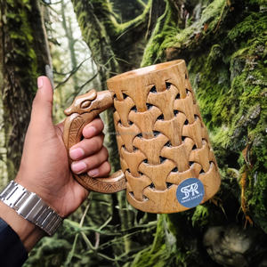 Premium Handmade Wooden Drinking <b>Mug</b> <b>with</b> Snake Shaped <b>Handle</b> for Beer Coffee Tea and Rustic Kitchen Decoration - Product Image 5