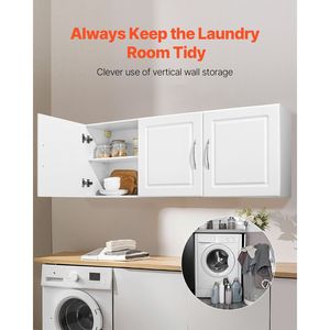 Étagère réglable à 2 niveaux, armoire murale à 3 portes pour buanderie, cuisine, rangement, organisateur, design élégant 'Kic' - Product Image 2
