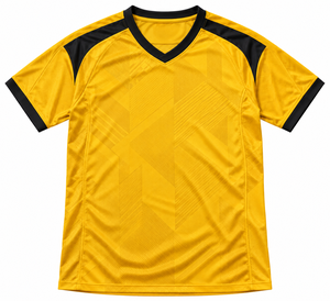 Maillot de football personnalisé noir et or, col en V, manches courtes, bordure contrastante, pour matchs, entraînements, tournois et ligues - Product Image 6