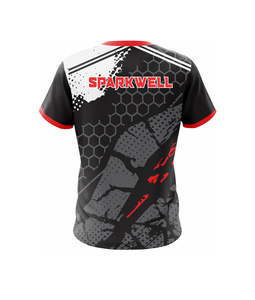 Camiseta de Fútbol Geométrica Negra y Roja para Hombre, Manga Corta, Absorbe la Humedad, Ajuste Atlético, Ropa Deportiva para Equipos - Product Image 2