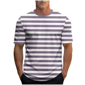 T-shirt personnalisé 100% coton de haute qualité, coupe classique, avec votre propre logo imprimé, rayé, pour hommes, col rond, 180 GSM, options multicolores - Product Image 5
