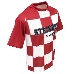 Camiseta de Fútbol Personalizada al por Mayor para Hombre, Manga Corta, Diseño a Cuadros Rojos y Blancos, Suave y Cómoda, Ropa Deportiva para Equipo - Product Image 1