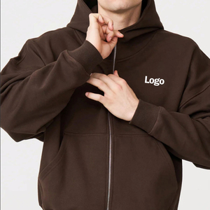 Sudadera con Capucha de Forro Polar 100% Algodón de Alto Gramaje 350g, Transpirable, con Cremallera Completa, Manga Larga, Hombro Caído, Ajuste Regular, para Hombre, Invierno - Product Image 2