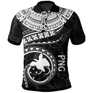 Polo à manches courtes pour homme avec drapeau de la Papouasie-Nouvelle-Guinée (PNG), impression par sublimation, coupe classique, style décontracté, jaune, rouge, noir - Product Image 4