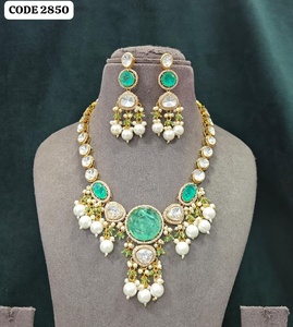 Luxury Pink Crystal Kundan <b>Statement</b> <b>Necklace</b> Set with American Diamond Pearl Gold Plated Bridal Wedding Party Jewelry Set - Product Image 3