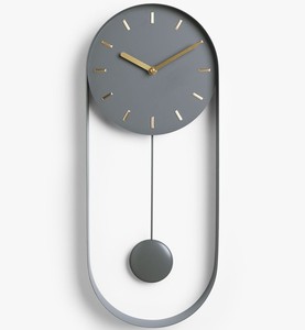 Minimalist Gray Metal Pendulum Wall <b>Clock</b> Analog Quartz Design for Living Room - Product Image 1