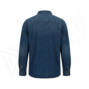 Men's Stonewashed Denim Shirt Long Sleeve Solid Color Casual Regular Fit Cotton Button-Up Autumn Style - Product Image 2