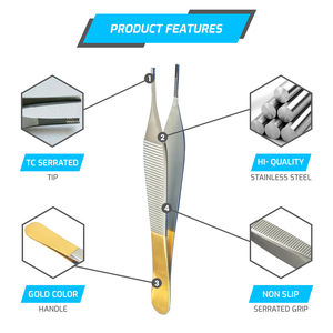 Pinces à dissection tissulaire Adson Brown de qualité chirurgicale 7x7 en acier inoxydable à dents, instruments chirurgicaux manuels - Product Image 5