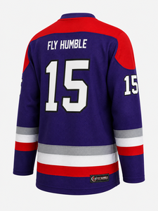 เสื้อฮอกกี้น้ำแข็งสำหรับผู้ชาย Fly Humble Sportswear ผลิตจากโพลีเอสเตอร์ 100% สายรัดปรับได้ สีแดงขาว คอวี แขนยาว ระบายเหงื่อได้ดี - Product Image 3