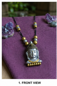 Collar con Colgante de Cabeza de Buda KOTTRAVAI, Fundición de Latón, Abalorios, Amuleto, Tema Budista, Decoración del Hogar, de Tamil Nadu - Product Image 3