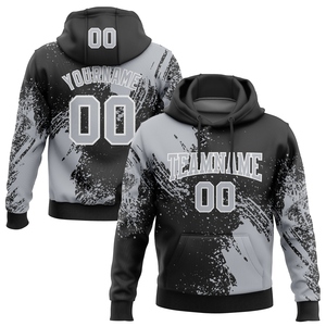 Sweat à capuche sportif noir, gris-blanc, avec motif abstrait 3D à effet de pinceau, nouvelle conception, personnalisable, vente en gros directe pour l'industrie - Product Image 1