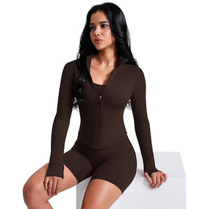 Chaqueta Deportiva para Mujer, Corte Ajustado, Cuello Alto, Cierre de Cremallera, Nylon Elástico en Cuatro Direcciones, para Fitness y Entrenamiento - Product Image 3