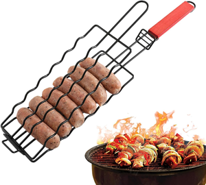 Wood Handle Stainless Steel Sausage <b>Roller</b> Heat-Resistant Sausage Grilling Tool <b>Roller</b> for Cooking and Turning Sausages Foods - Product Image 6