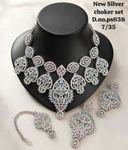 Ensemble de bijoux de mariage pour femmes, collier en argent plaqué avec pierres taillées en marquise et boucles d'oreilles Tika, vente en gros, fabricants - Product Image 4