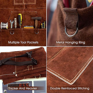 ผ้ากันเปื้อนหนังสำหรับงานเชื่อม ทนไฟ มีกระเป๋า - Product Image 6
