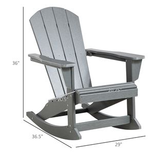 Silla Mecedora Adirondack de HDPE Gris Claro para Todo Clima, Ideal para Patio, Jardín, Césped, Hoguera, Apartamento o Parque - Product Image 3
