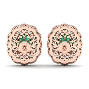 REYES Cushion Cut 4.95 Carat <b>Emerald</b> Gemstone <b>Earrings</b> For Women 14K Gold IGI Certified Diamond Screw Back <b>Stud</b> <b>Earrings</b> - Product Image 3
