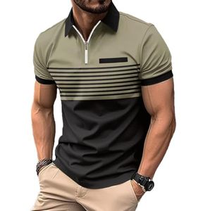 Men's Casual Striped Polo <b>Shirt</b> Summer Breathable Sublimation <b>Collar</b> <b>T</b> <b>Shirt</b> Stylish Lightweight Comfortable Fashion Polo Tee - Product Image 4