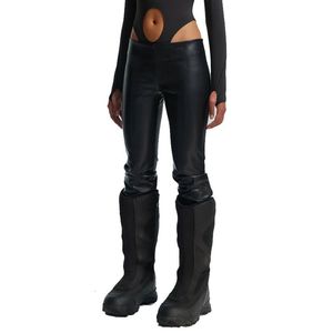 High Quality Winter Women's Mid Waist Breathable Eco-Friendly Quick Dry Streetwear Canvas Leather <b>Pants</b> Full Length Wholesale - Product Image 5