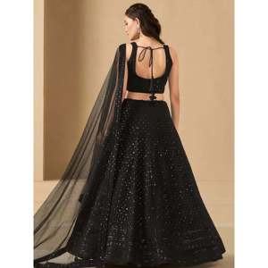 Lehenga Choli de Georgette Negro para Fiesta con un Cautivador Trabajo de Bordado - Product Image 3