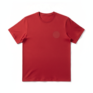 T-shirt tricoté rouge à manches courtes et col rond pour homme, coupe ample, couleur unie, style décontracté, 100 % coton, anti-boulochage, en tissu peigné - Product Image 2