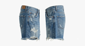 Shorts de Mezclilla Azul Deslavado con Bajo Deshilachado, Cintura Media, Estilo Sexy Vintage Casual para Mujer, Ropa de Verano para Vacaciones y Fiestas - Product Image 2