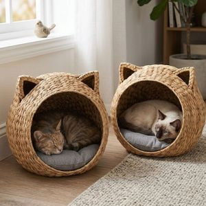 Hot Selling Water Hyacinth Pet <b>Bed</b> for Cats Dogs Rustic Handmade Pet Furniture Custom Size Vietnam Supplier - Product Image 6