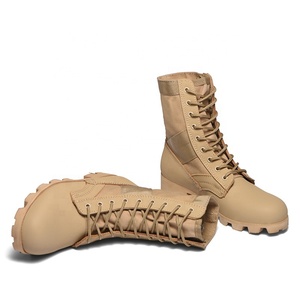 Khaki Unisex Tactical <b>Hiking</b> <b>Boots</b> Canvas Upper Rubber Outsole Closed Toe Outdoor Hunting Autumn Wear - Product Image 2