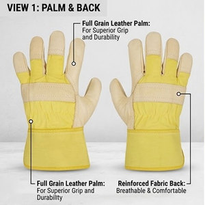 Gants de travail d'hiver en cuir de vachette grainé robuste avec doublure en polaire pour la sécurité industrielle et la construction par temps froid - Product Image 2