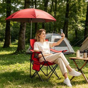 Sedia da campeggio portatile in alluminio con ombrellone rimovibile (42,13 pollici) - Supporta 150 kg per picnic - Product Image 2