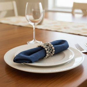 Anneaux de serviette perlés de style bijoux de luxe |   Porte-serviettes en maille de cristal |   Décoration élégante pour table de réception de mariage - Product Image 3