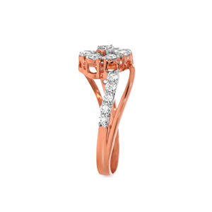 Beautiful Spherical Stunner Diamond Ring Rose Gold Diamond <b>Cluster</b> Ring 14K with Swirl Design Elegant Diamond Flower Ring - Product Image 5