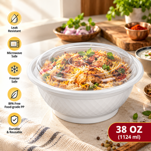 Premium Disposable RNB <b>Bowl</b> 38 OZ 42 OZ 48 OZ Customizable <b>Microwave</b> Safe PP Food Containers <b>Lid</b> for Restaurants Catering - Product Image 1