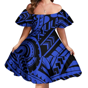 Vestido Corto de Estilo Retro con Diseño Tribal Polinesio, Diseño Samoano de Lujo, Vestido de Fiesta con Mangas con Volantes y Antiarrugas, Gran Venta - Product Image 3