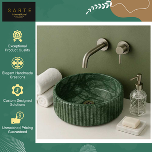 Lavabo de Mármol Verde Natural de Lujo Hecho a Mano de Primera Calidad, Suministro Directo de Fábrica para Compradores Mayoristas - Product Image 5