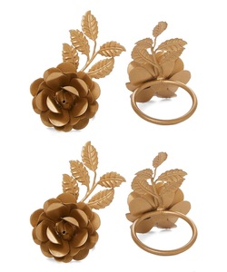 Flower Shape Metal Napkin <b>Rings</b> Gold Classic Design Wedding Table Decor Durable 5cm Width - Product Image 1