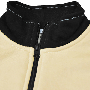 Chaqueta Bomber Beige para Hombre con Ribete Negro, Cuello Alto, Cierre de Cremallera, Forro Polar Transpirable, Chaqueta Casual de Invierno - Product Image 3