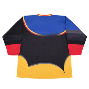 Camiseta de Hockey sobre Hielo Sublimada Personalizada en Azul, Amarillo y Negro, Uniforme de Hockey Profesional con Nombre del Equipo, Transpirable, Pantalones Cortos Deportivos para Hombre - Product Image 2